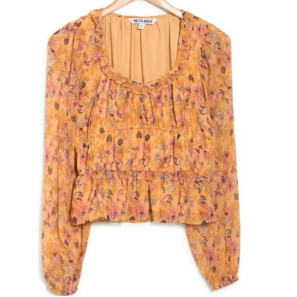 ⭐️ WALTER BAKER Myka Floral Tiered Crinkle Chiffon Top - Picture 1 of 6